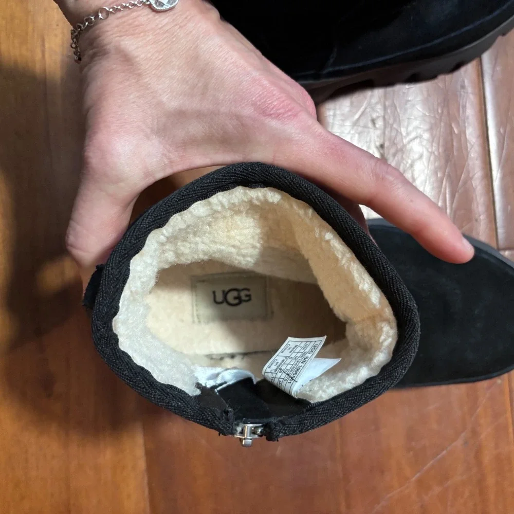 UGG Palomar Waterproof Suede Sneaker Boots Black DryTech Fur‎ Lined| Sz 7